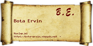 Bota Ervin névjegykártya